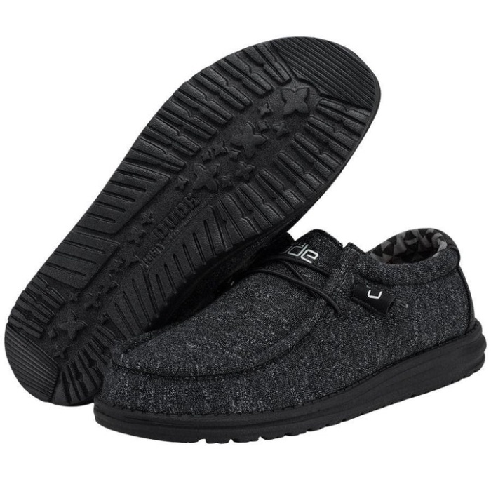 Hey Dude Black Melange Wally Stretch