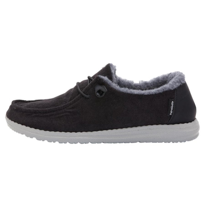 Hey Dude Black Wendy Corduroy Faux Fur [HDUDEAUSKU120] Hey Dude Shoes