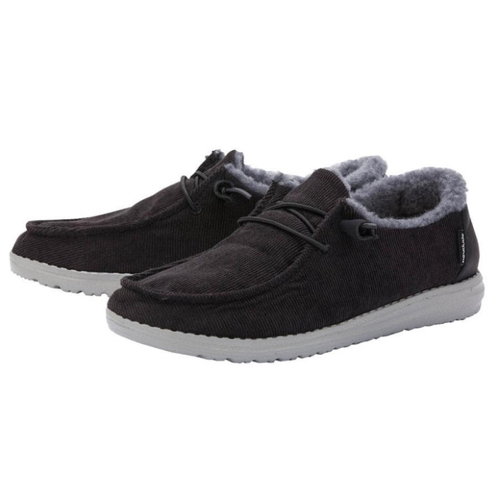 Hey Dude Black Wendy Corduroy Faux Fur