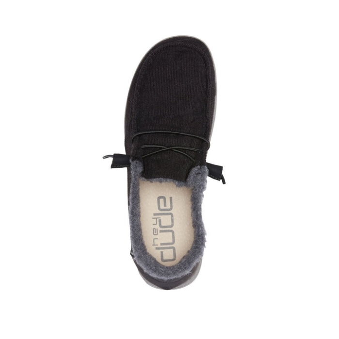 Hey Dude Black Wendy Corduroy Faux Fur